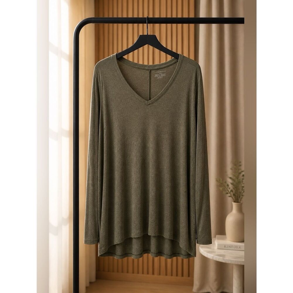 Lane Bryant Olive Green V-Neck Long Sleeve Sweater